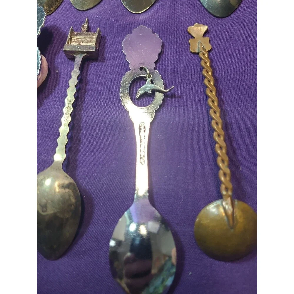 Vintage Collectable Mini Spoons Lot Of 10, Pewter, Silver Plated